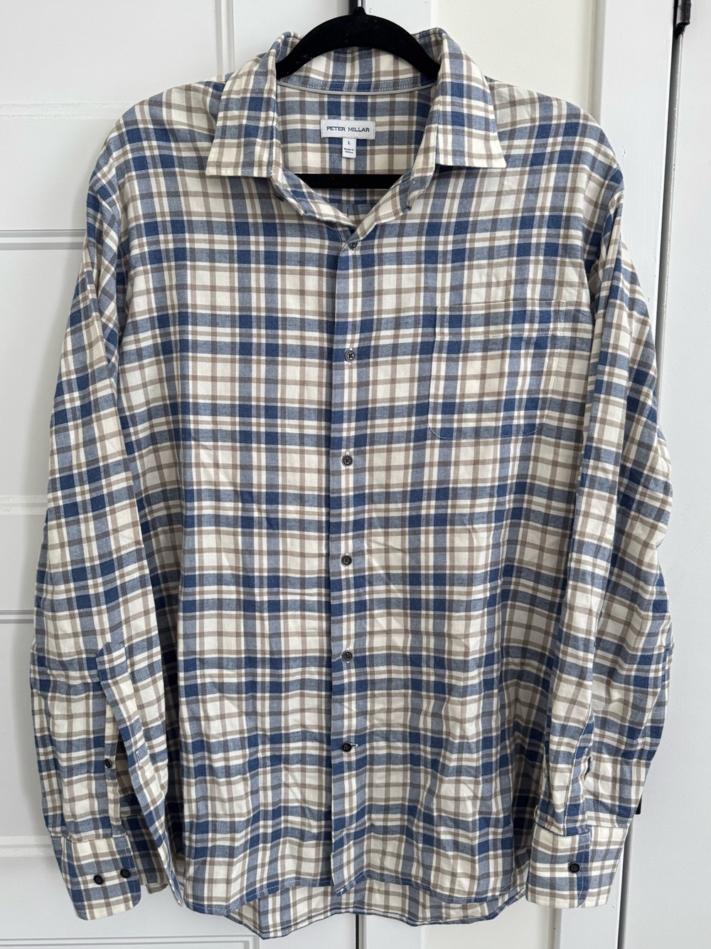 Peter Millar Whistler Cotton Sport Men’s Long Sleeve Button Shirt in Ocean Blue